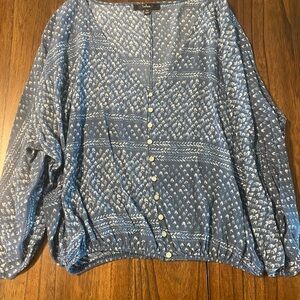 Blue Patterned Women's Top